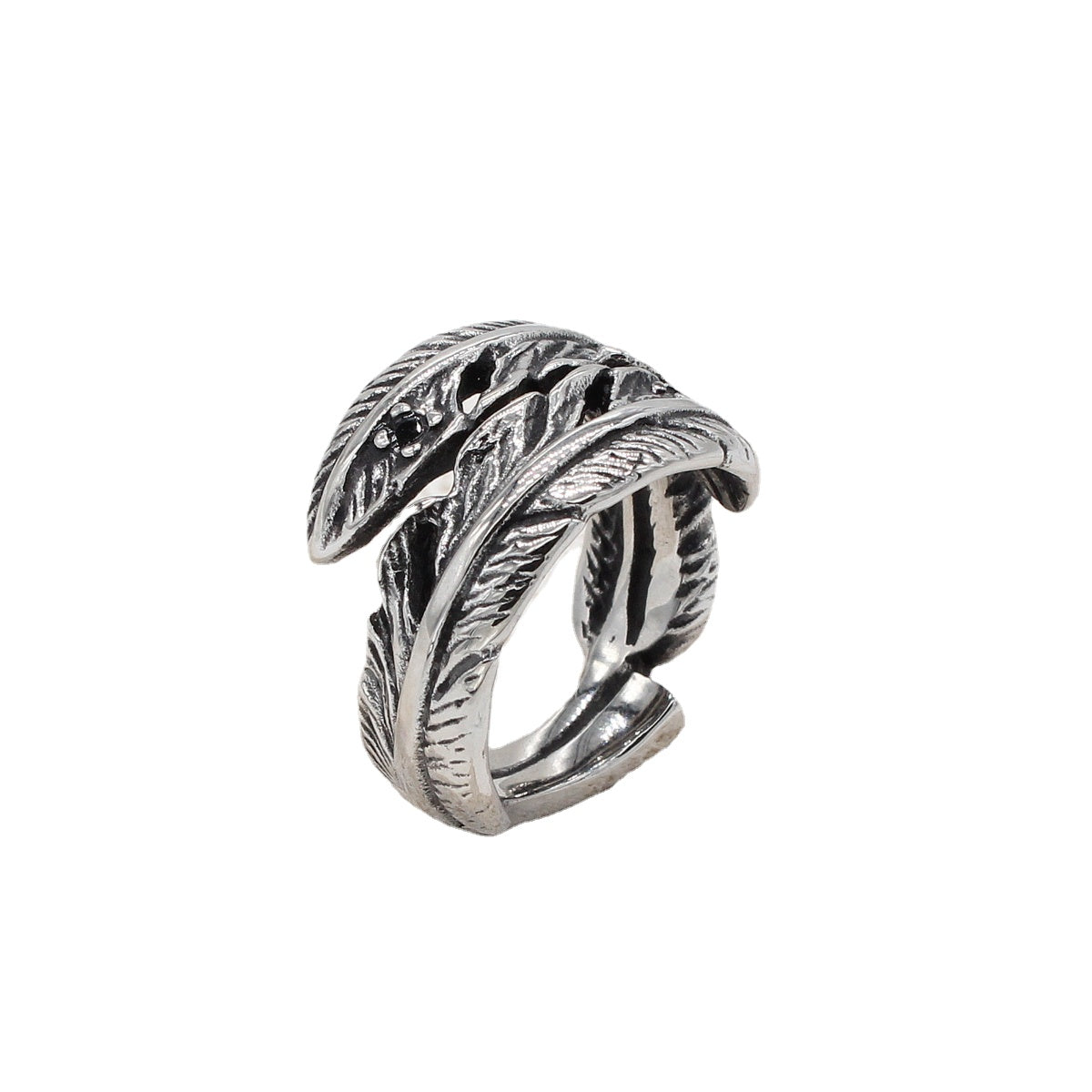 Retro High Bridge Feather Men's Titanium Steel Ring