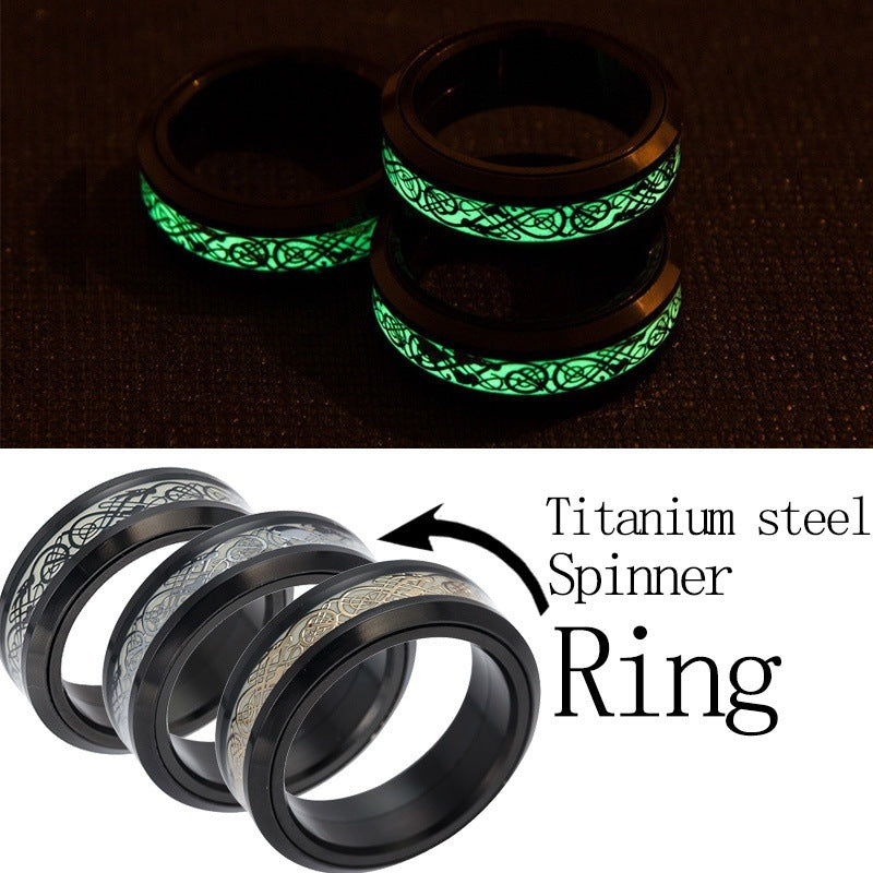 Dragon Pattern Rotating Night Light Ring for Men - Wholesale Jewelry