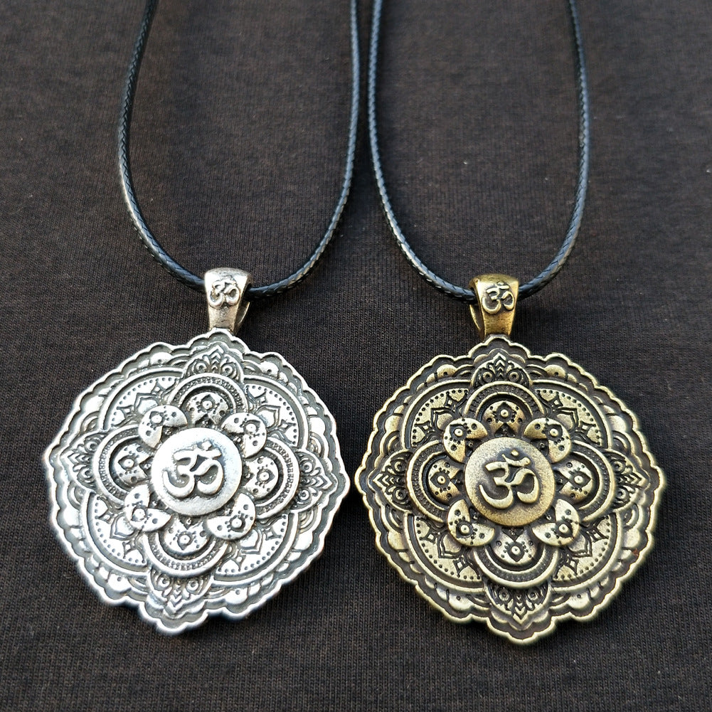 Indian Mythology Mandala OM Necklace with Spiritual Geometry - Men's Fashion Jewelry