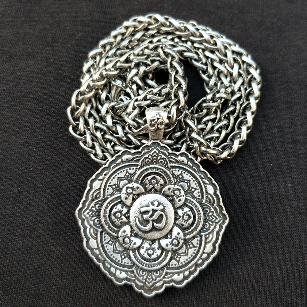 Mandala OM Necklace with Geometric Amulet Design