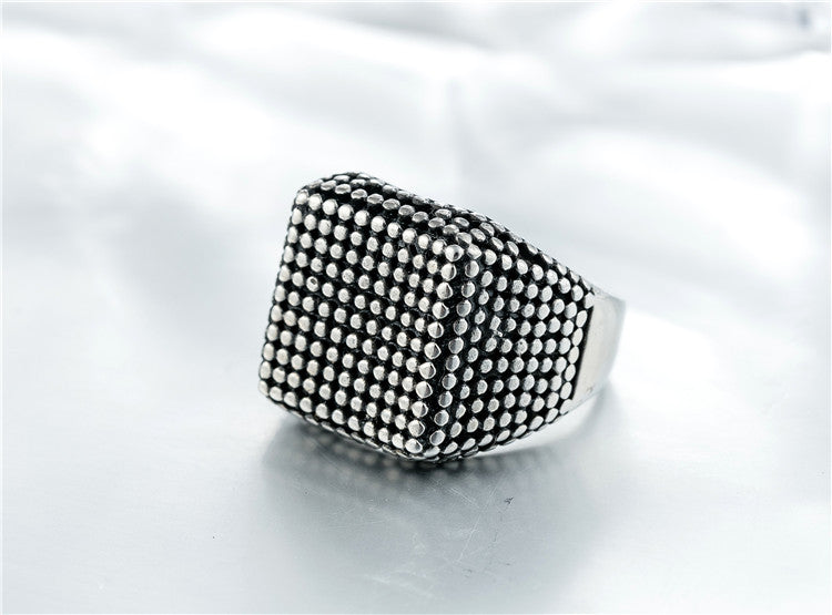 Everyday Genie Simple Polka Dot Titanium Steel Men's Ring - Size 6-13