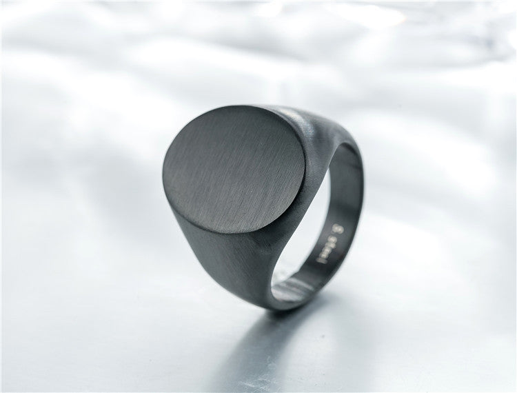 Simple Oval Titanium Steel Men's Ring