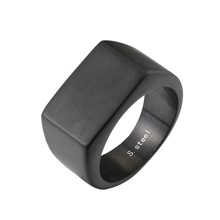 Sleek Titanium Steel Men's Ring in Black and White Korean Style