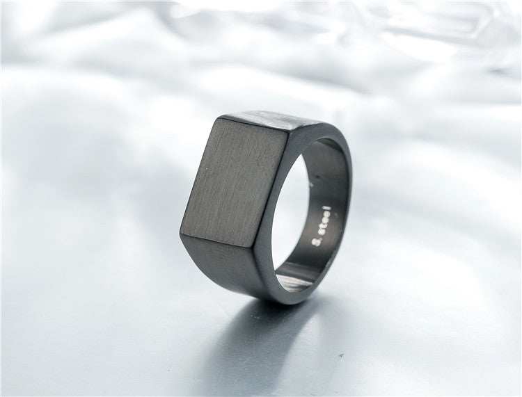 Sleek Titanium Steel Men's Ring in Black and White Korean Style