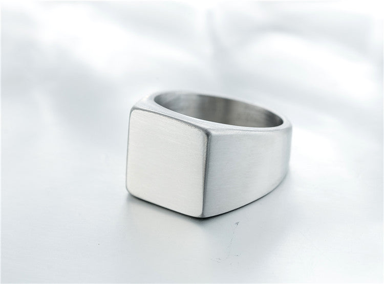 Minimalist Titanium Steel Men's Square Ring