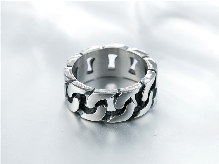 Vintage Titanium Steel Men's Car Chain Ring - Personalized Punk Jewelry