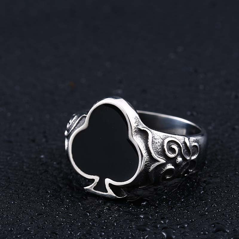 Custom Vintage-Inspired Titanium Steel Poker Ring for Men - Wholesale Fashion Accessory