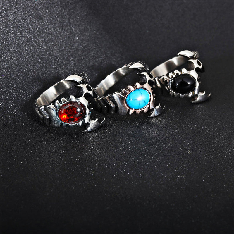 Trendy Titanium Steel Scorpio Ring for Men with Gemstone Accents