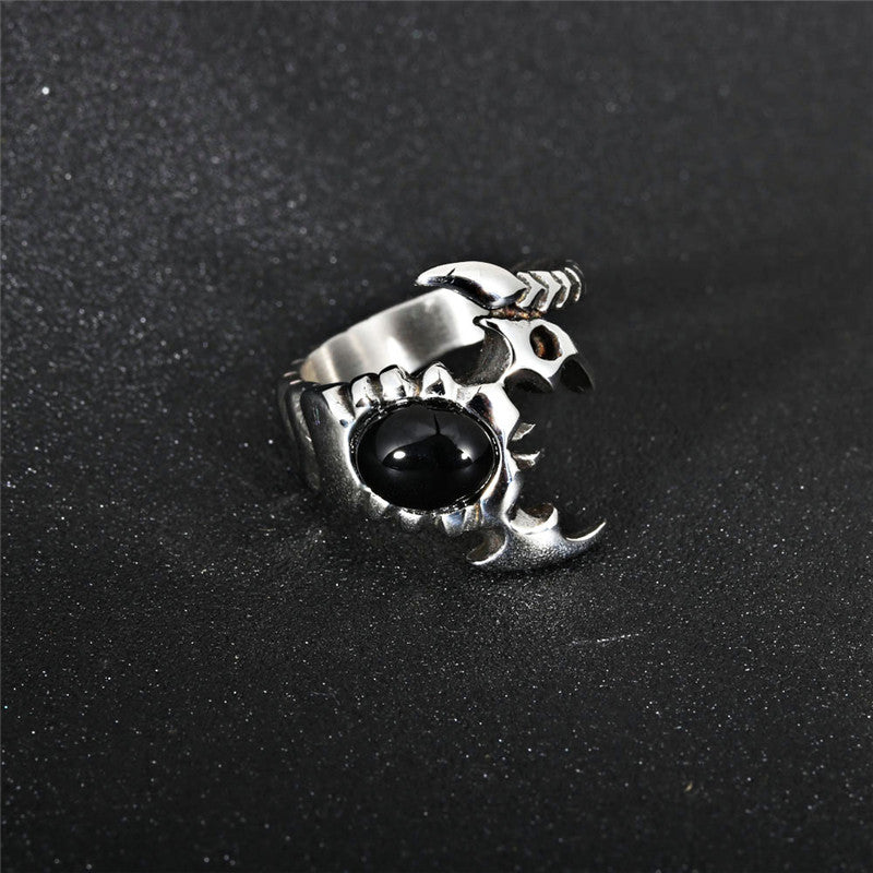 Trendy Titanium Steel Scorpio Ring for Men with Gemstone Accents