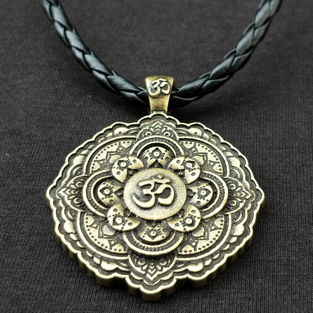 Indian Mythology Mandala OM Necklace with Spiritual Geometry - Men's Fashion Jewelry