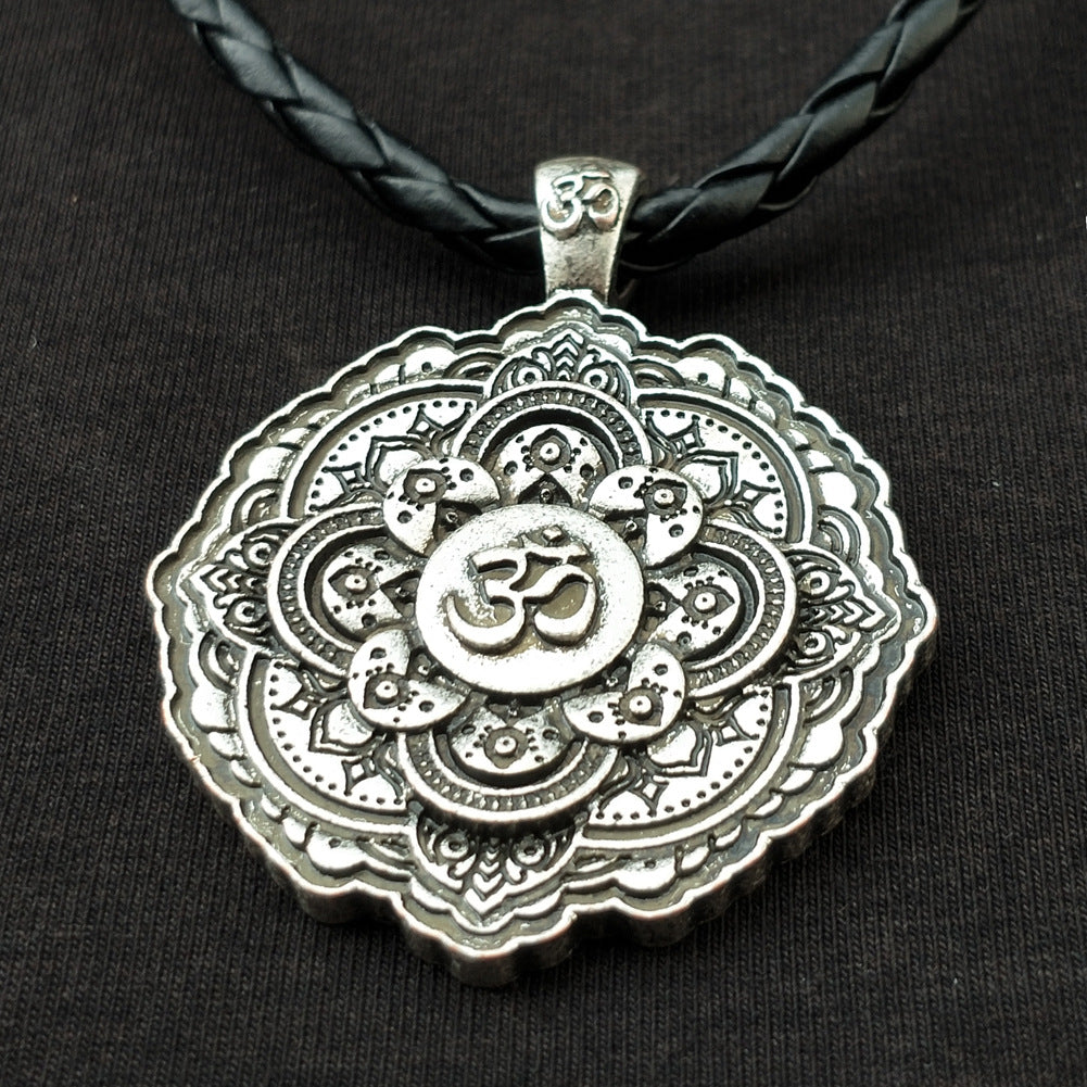 Indian Mythology Mandala OM Necklace with Spiritual Geometry - Men's Fashion Jewelry