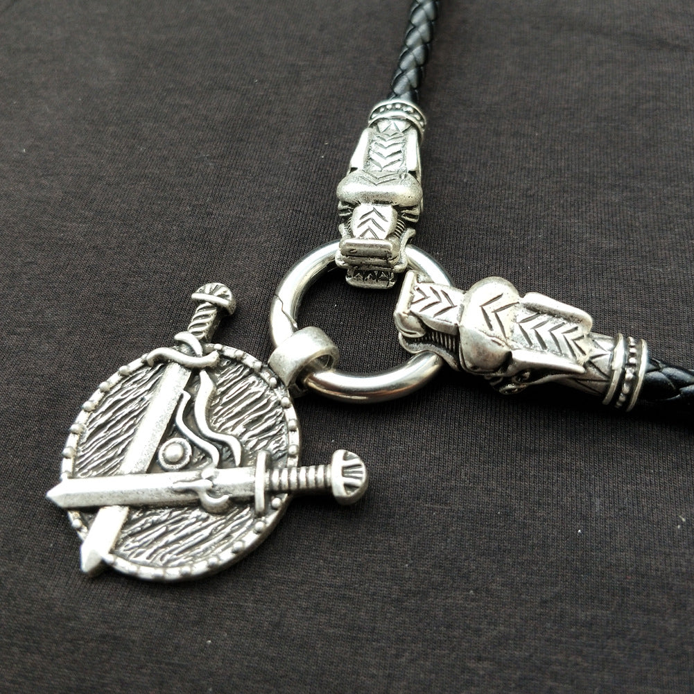 Warrior's Legacy Double Sword Pendant Necklace - Viking Medieval Jewelry