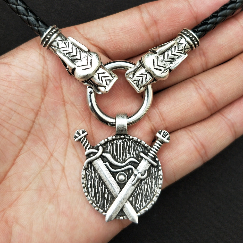 Warrior's Legacy Double Sword Pendant Necklace - Viking Medieval Jewelry