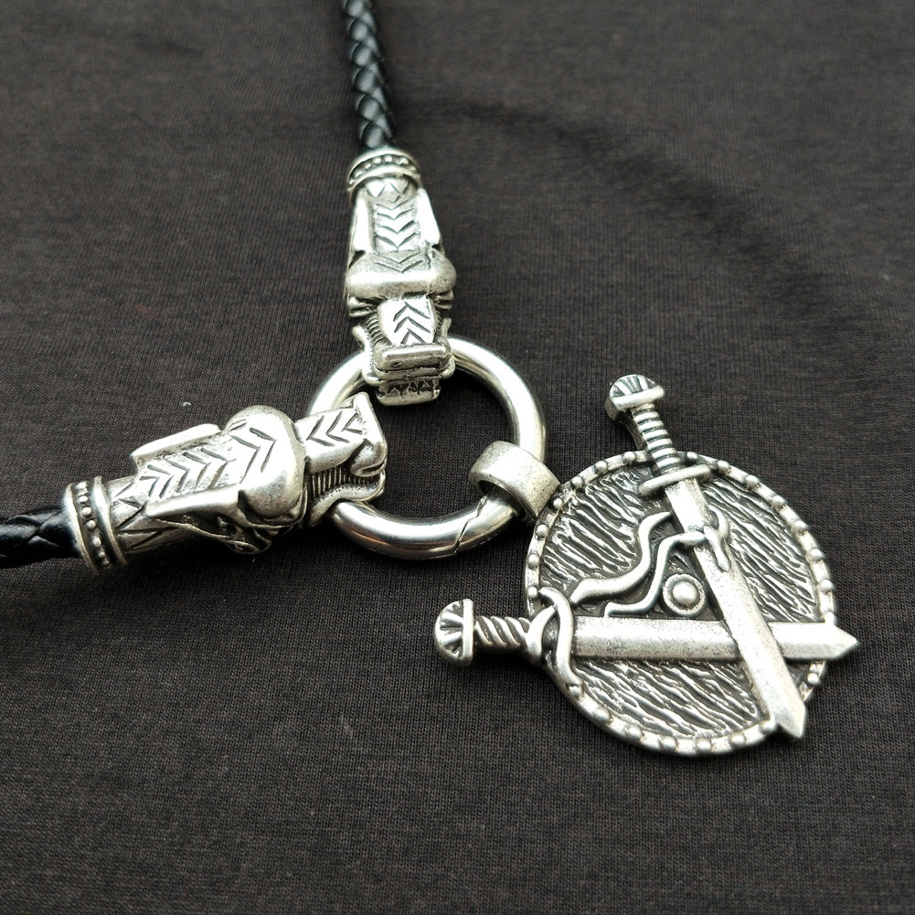 Warrior's Legacy Double Sword Pendant Necklace - Viking Medieval Jewelry