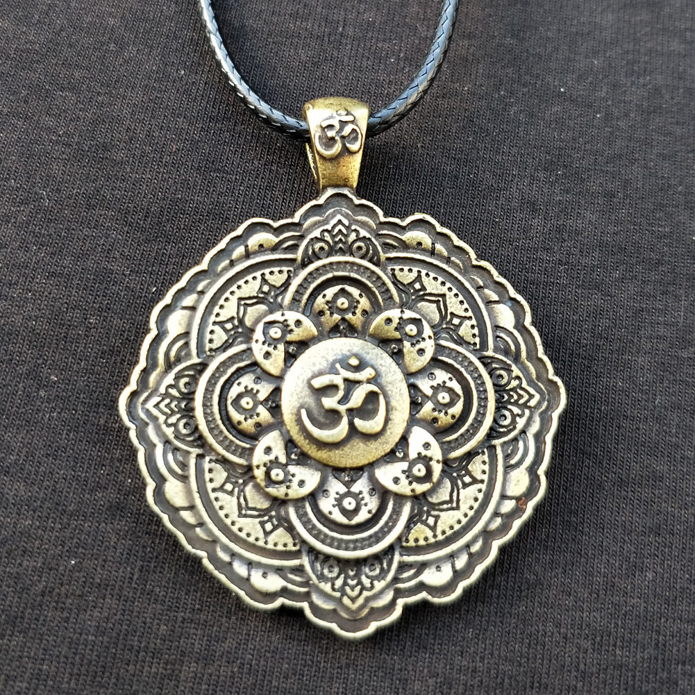 Indian Mythology Mandala OM Necklace with Spiritual Geometry - Men's Fashion Jewelry