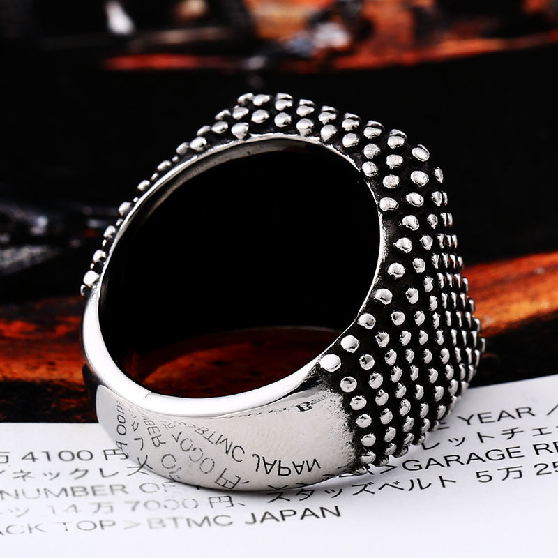 Retro Personalized Stainless Steel Men's Polka Dot Ring - Wholesale European and American Trade