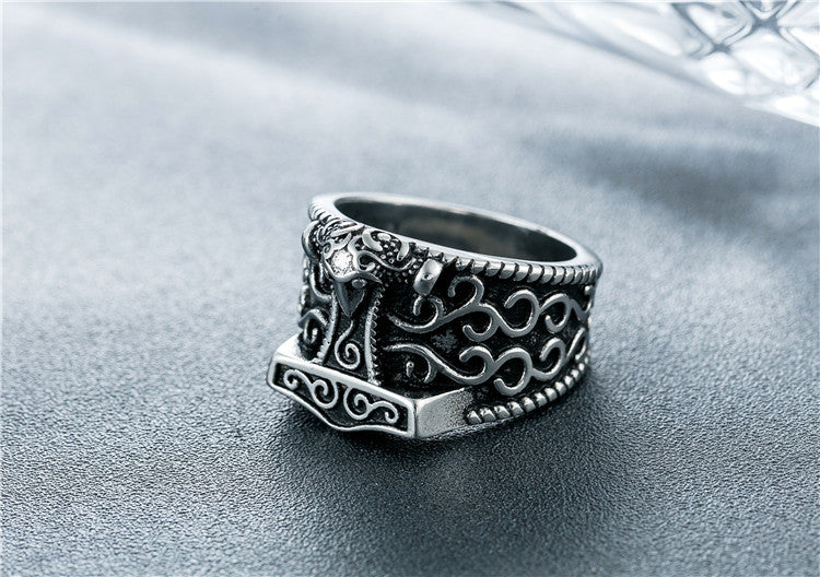 Punk Rock Nordic Viking Titanium Steel Ring for Men