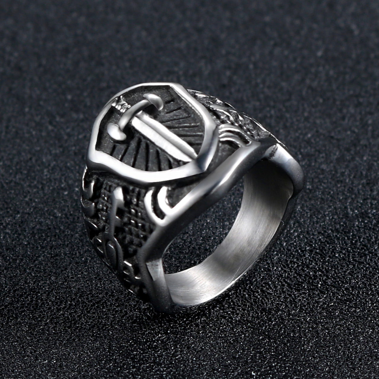 Personalized Retro Punk Titanium Steel Cross Ring for Men - Wholesale Fashion Jewelry