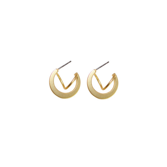 East Gate Minimalist Matte Gold Earrings - Vienna Verve Retro Collection