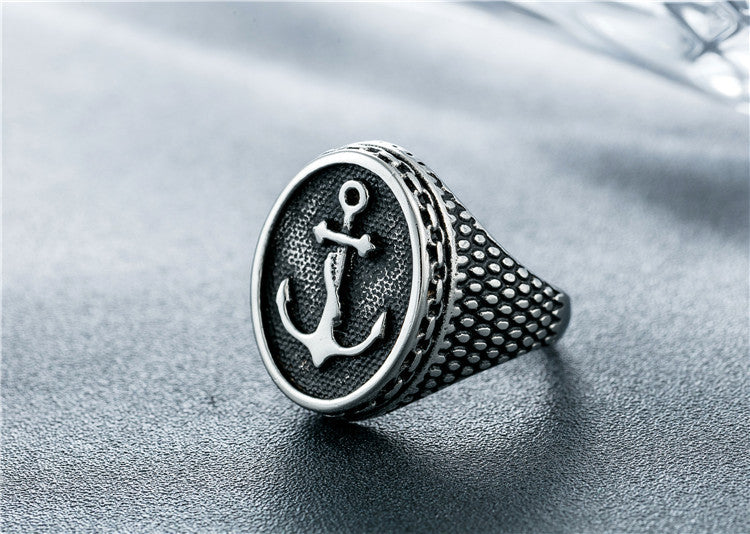 Retro Anchor Men's Titanium Ring