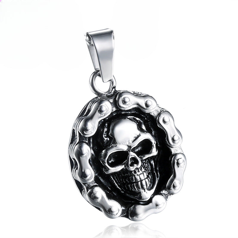 Titanium Steel Skull Pendant with Chain - Personalized Punk Jewelry for Men