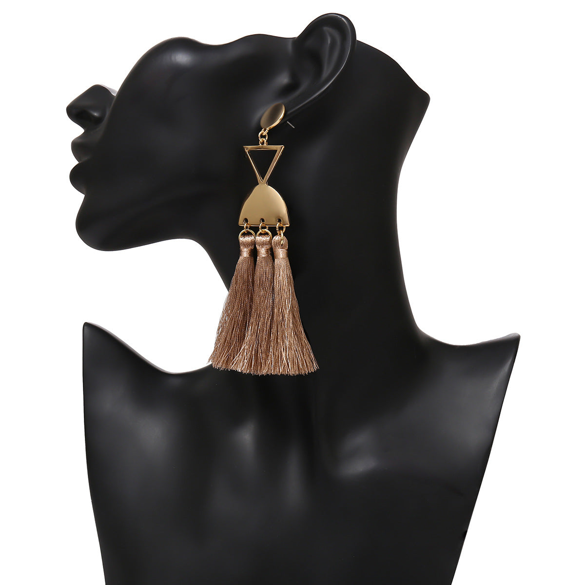 Retro Tassel Earrings: Vienna Verve Alloy Triangle Hollow Ear Jewelry