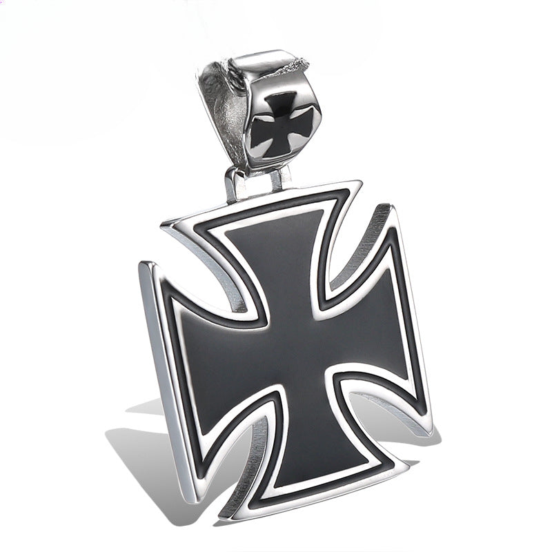 Trendy Men's Pendant in Epoxy Titanium Steel with Animation-Inspired Design and Military Floral Accents