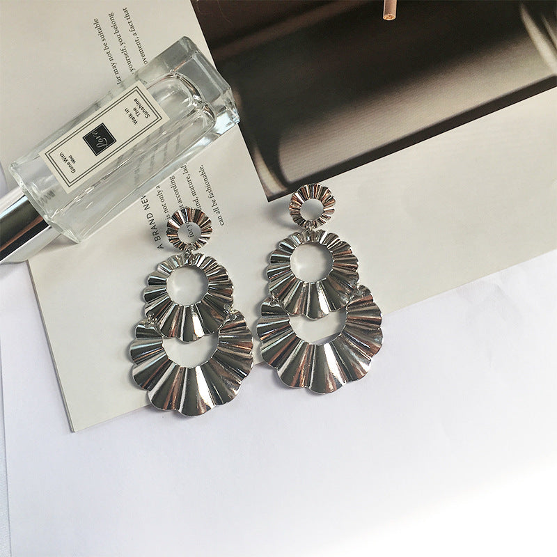 European Wave texture exaggerated irregular fashion alloy earrings