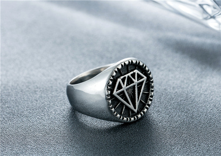 Retro Diamond Men's Titanium Ring