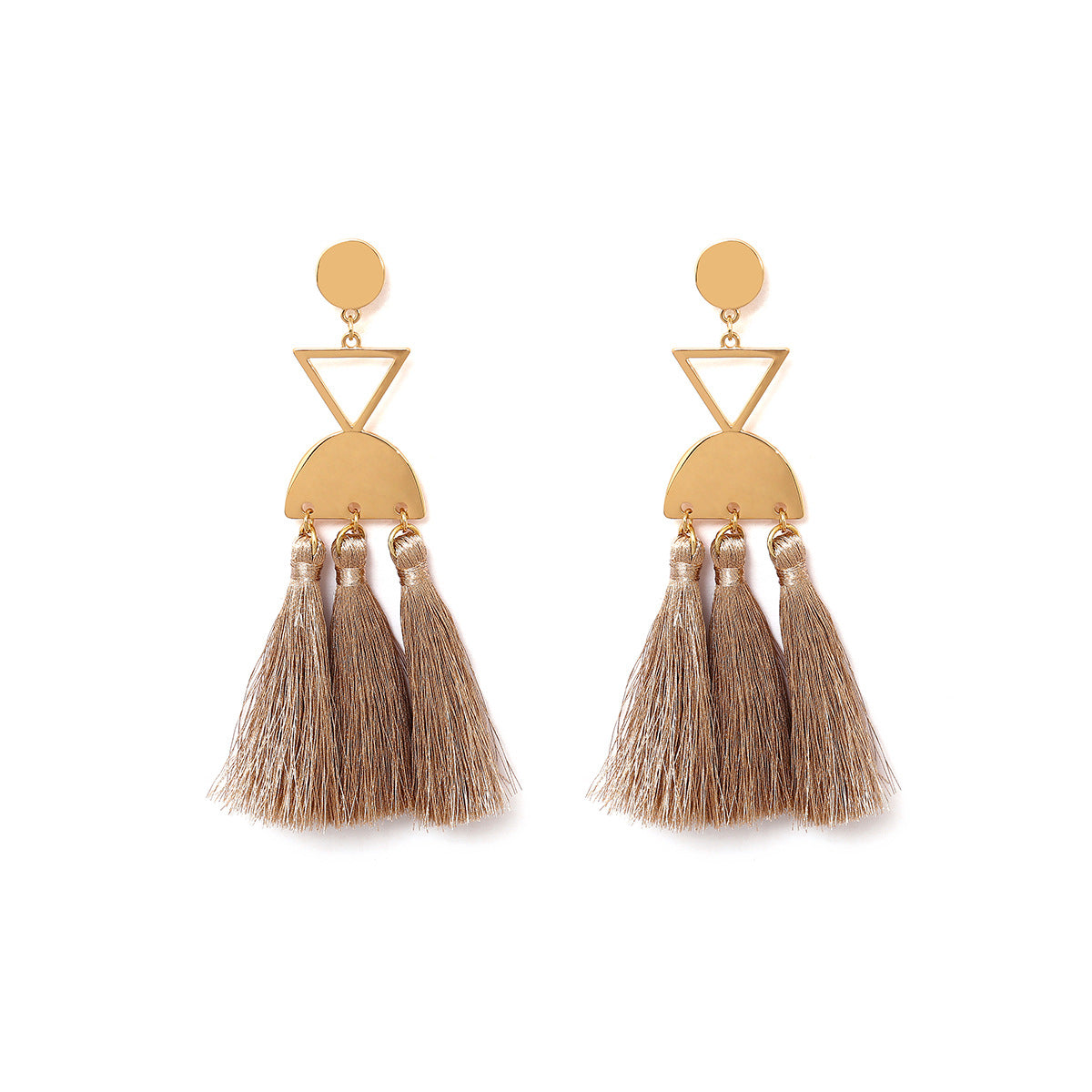 Retro Tassel Earrings: Vienna Verve Alloy Triangle Hollow Ear Jewelry