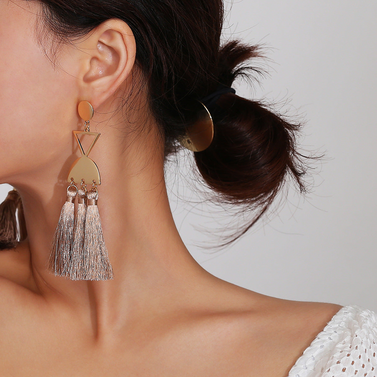 Retro Tassel Earrings: Vienna Verve Alloy Triangle Hollow Ear Jewelry