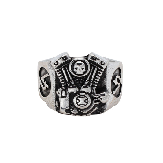 Retro Motorcycle Engine Men's Titanium Ring By Planderful Collection