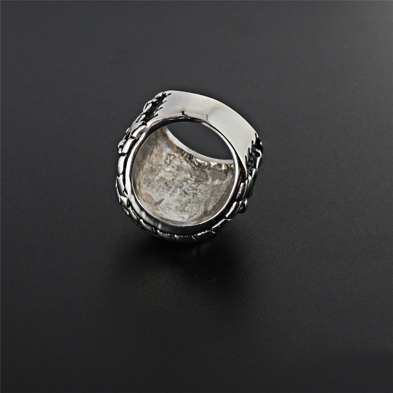 Titanium Steel Compass Ring for Men - Retro Naval Wind Trendy Design