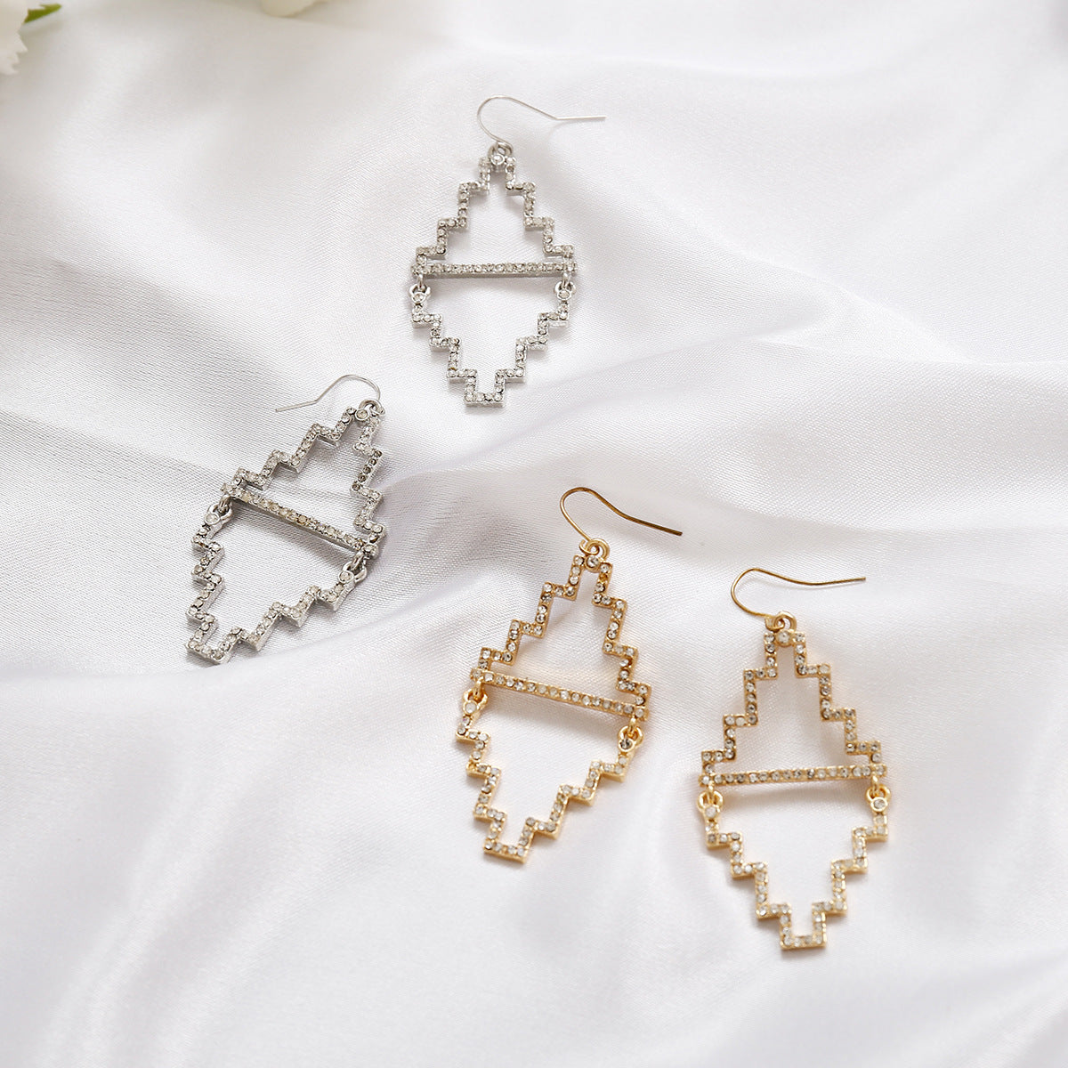 New Geometric Gold Earrings with Diamond Accents from Vienna Verve Collection