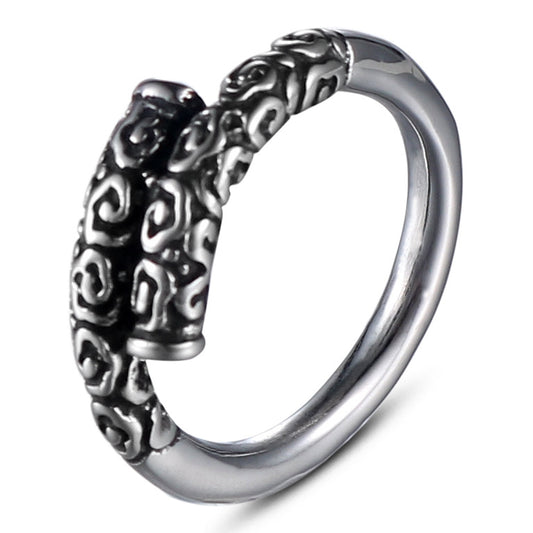 Punk-Inspired Sun Wukong Golden Hoop Ring in Stainless Steel for Men - Chinese Ethnic Style Jewelry