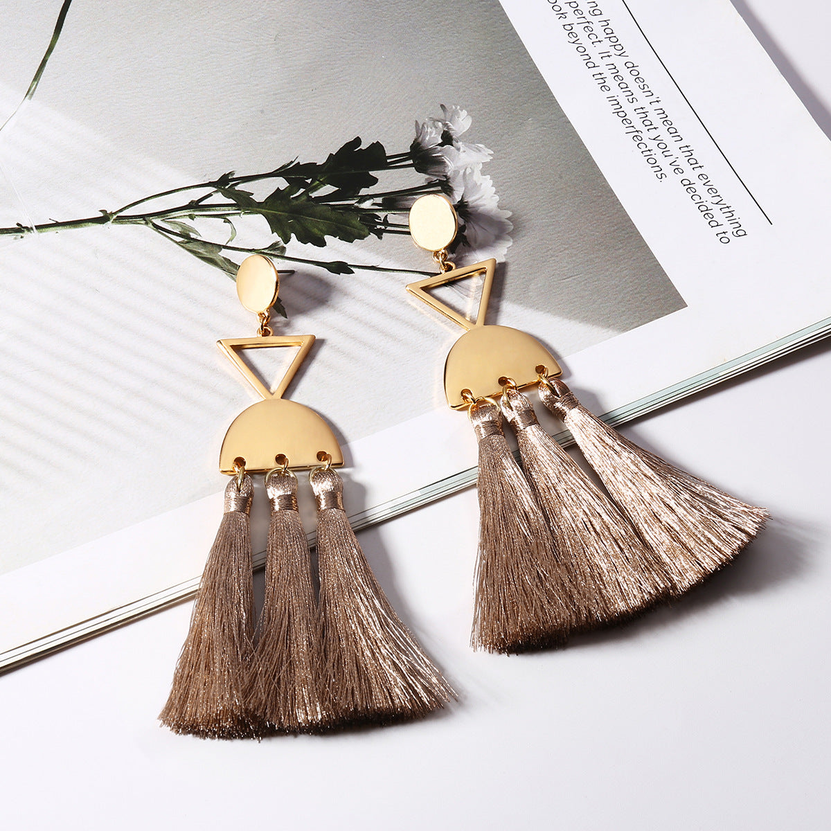 Retro Tassel Earrings: Vienna Verve Alloy Triangle Hollow Ear Jewelry