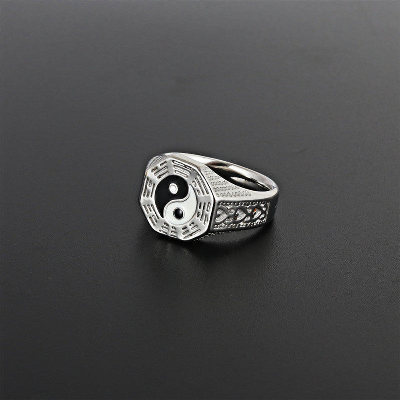 Tai Chi Bagua Ring for Men - Chinese Ethnic Style Titanium Steel Jewelry