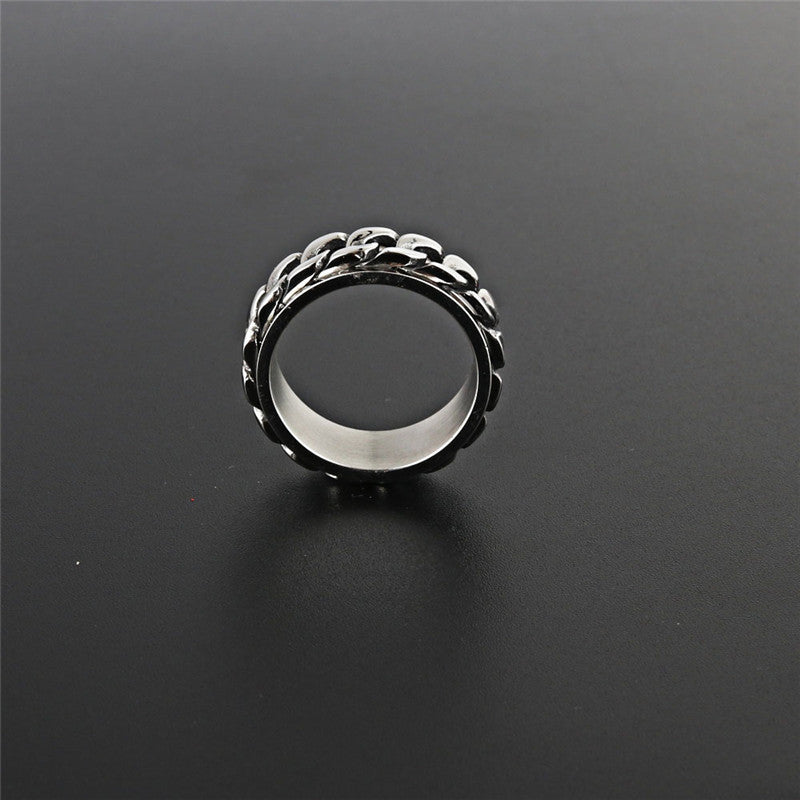 Rebel Spirit Rotatable Titanium Steel Ring for Men - Punk Rock Glossy Design