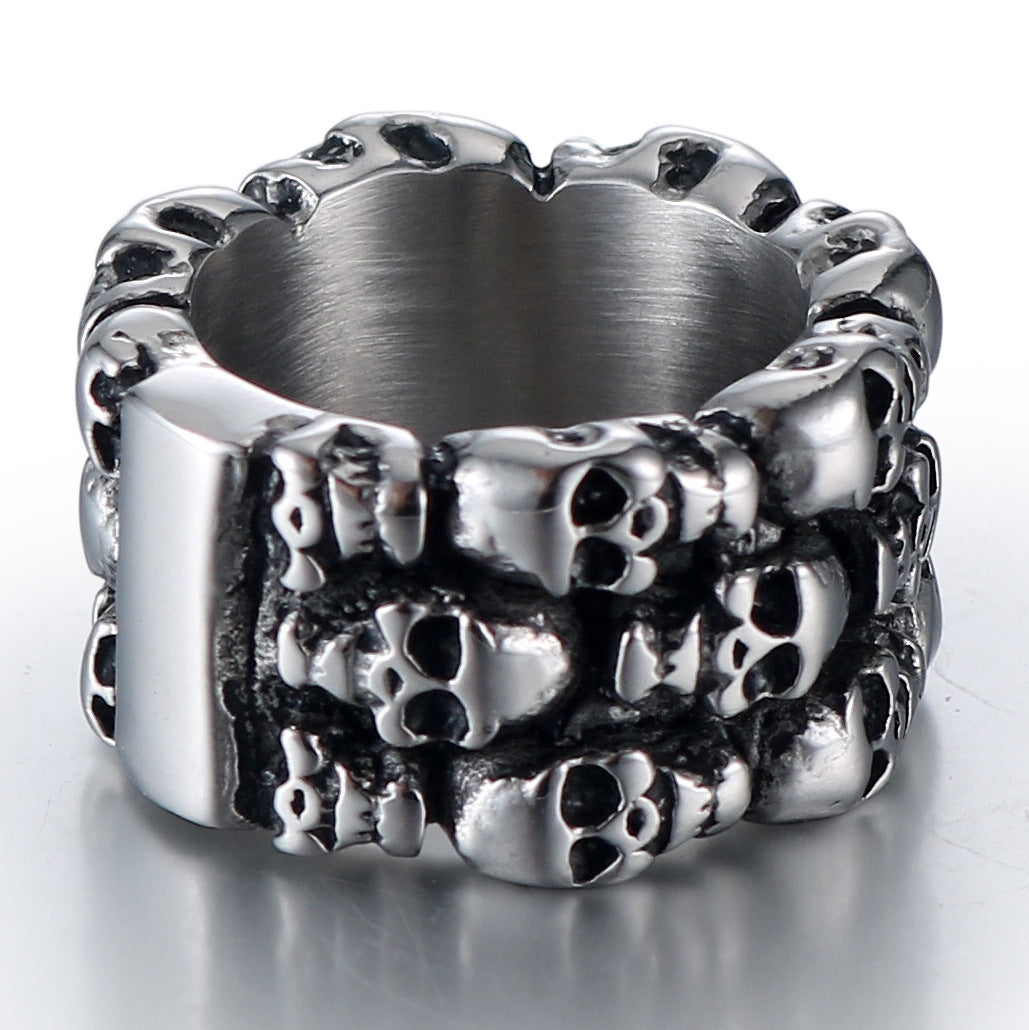 Titanium Steel Skull Ring for Men - Wholesale Nightclub Jewelry with Dominant Style