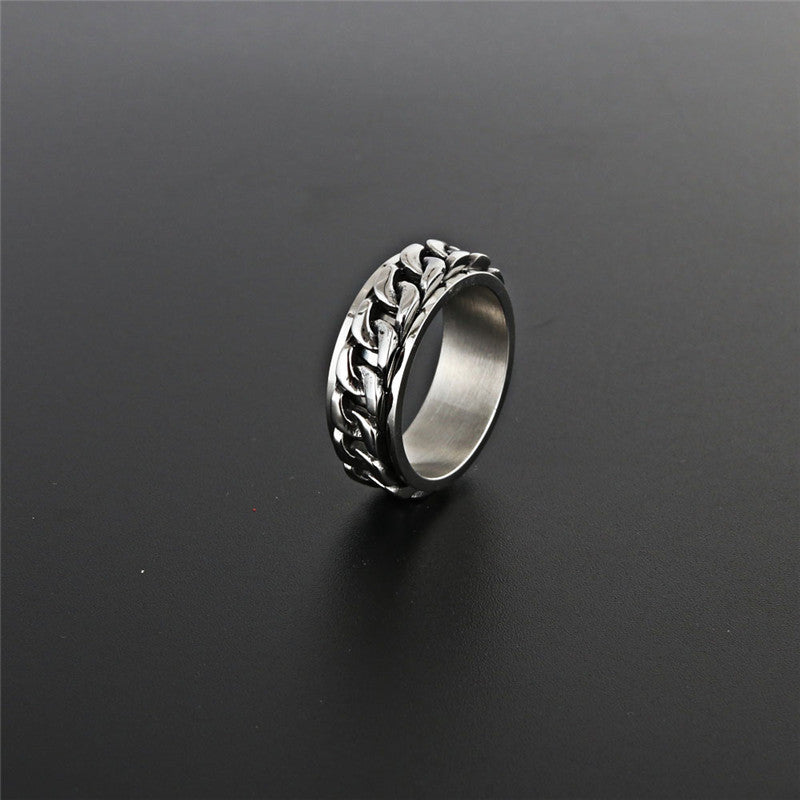 Rebel Spirit Rotatable Titanium Steel Ring for Men - Punk Rock Glossy Design