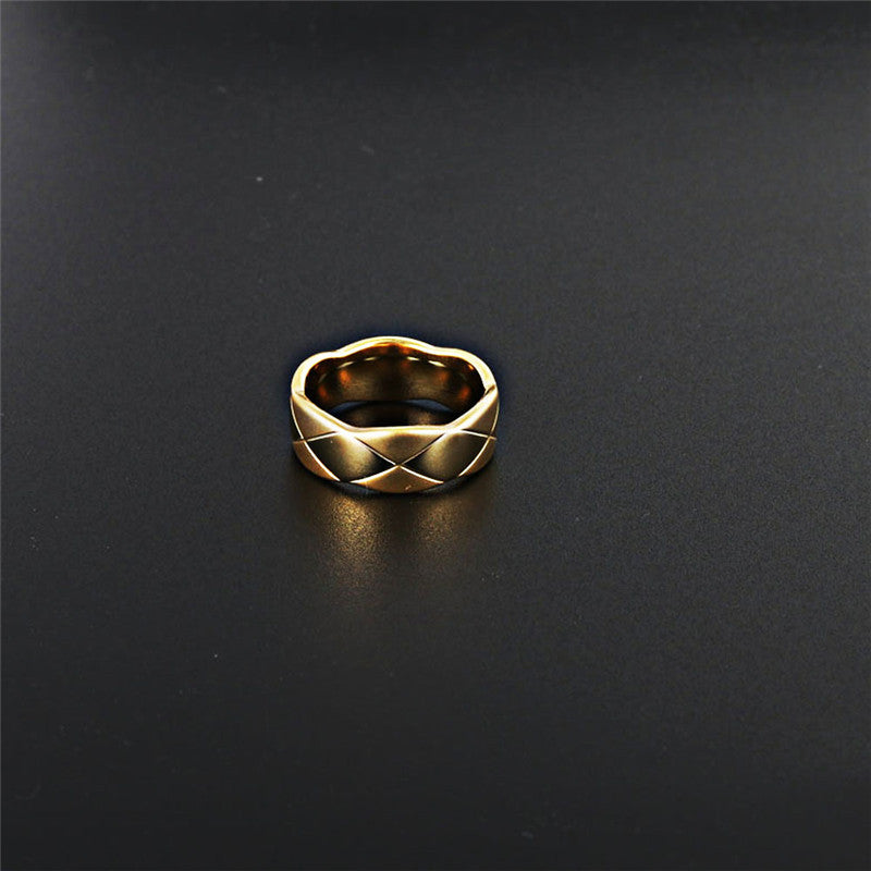 Punk Rock Titanium Steel Retro Engraved Crack Ring for Men