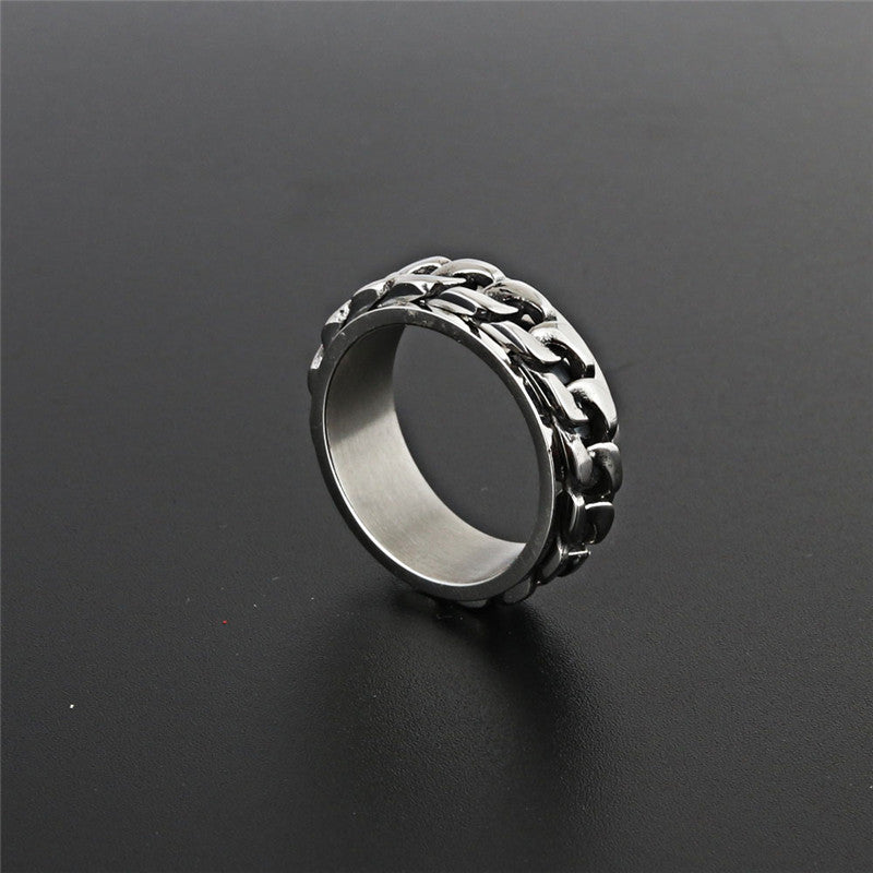 Rebel Spirit Rotatable Titanium Steel Ring for Men - Punk Rock Glossy Design