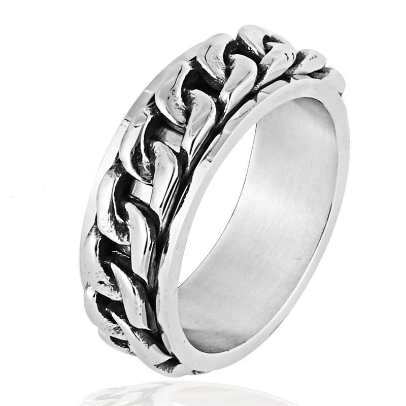 Rebel Spirit Rotatable Titanium Steel Ring for Men - Punk Rock Glossy Design