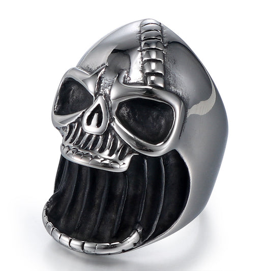 Titanium Steel Skull Ring for Men - Openable Punk Design Inspired by European and American Religious Totems