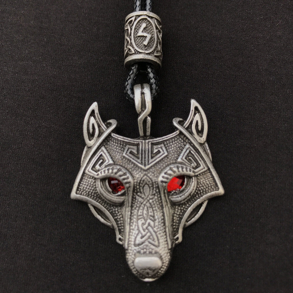 Celtic Wolf Talisman Necklace with Viking Aesthetic