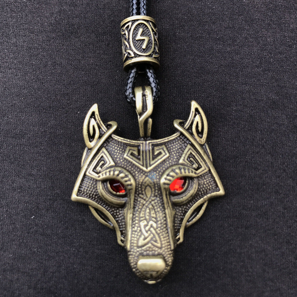 Celtic Wolf Talisman Necklace with Viking Aesthetic