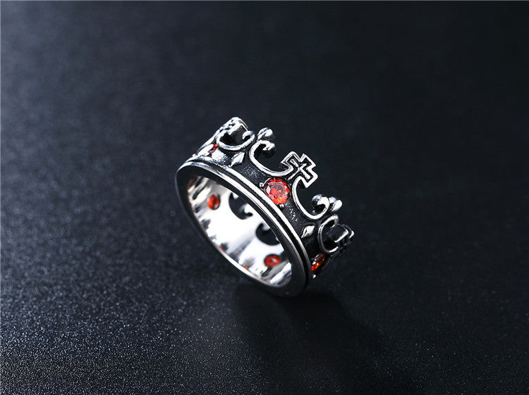 Gothic Titanium Retro Ring with Zircon Gem for Men and Women