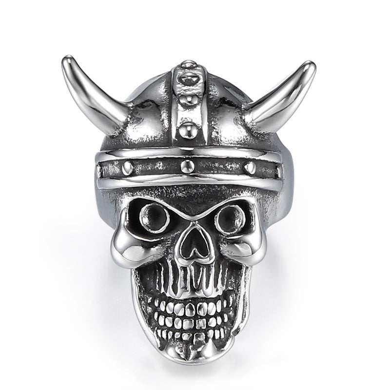 Personalized Vintage Skull Titanium Steel Ring for Men - Oversized Ghost Design