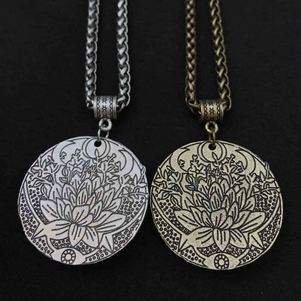 Mystical Moon Datura Flower Necklace - Norse Legacy Collection