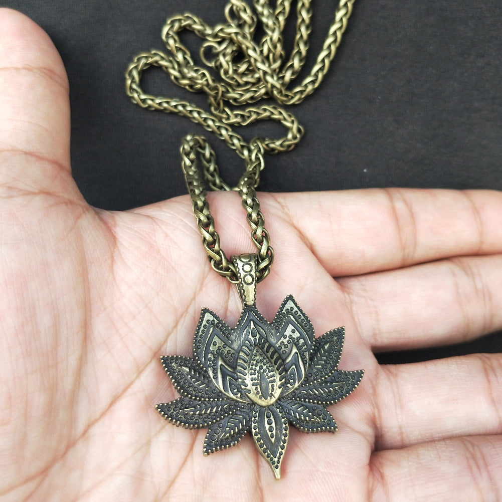 Mandala Lotus Yoga Necklace with Indian Retro Charm